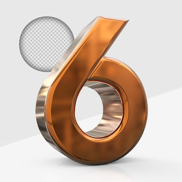 Gold nummer 6 3d-rendering