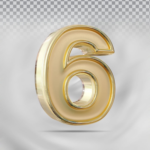 Gold Nummer 6 Kreativer Stil 3D-Render-Luxus