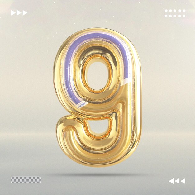 Gold Nummer 9 3D-Rendering-Stil