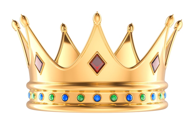 Gold Royal Crown 3D-Rendering isoliert auf transparentem Hintergrund