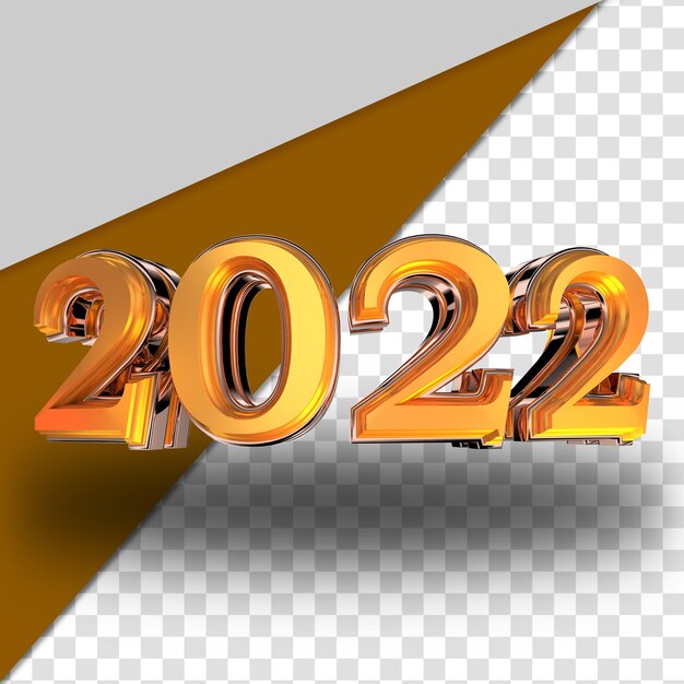 Gold silber 2022 neujahr 3d-rendering