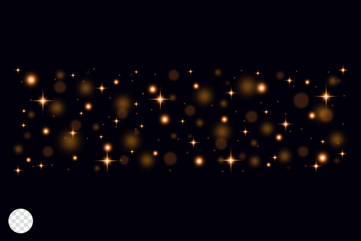 PSD gold stars photo light fire effects with a black background