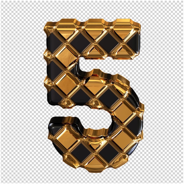PSD gold symbol made of rhombuses number 5