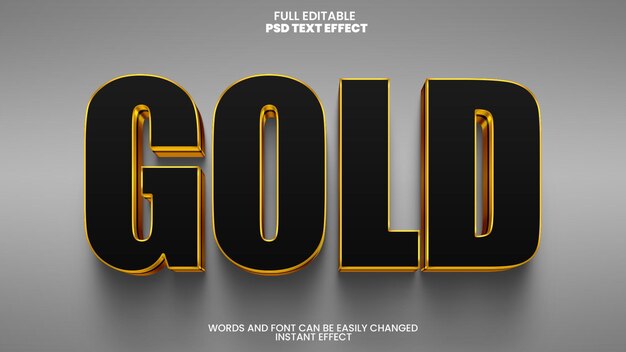 Gold Text Effect 3D PSD for Stylish Headlines