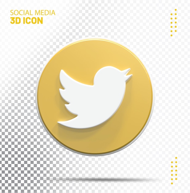 Gold-twitter-symbol 3d