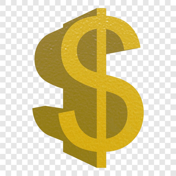 PSD gold usd sign transparent