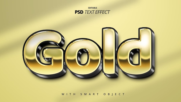 PSD goldan schwarz elegantes, glänzendes, luxuriöses 3d-schriftart-texteffekt-vorlagendesign