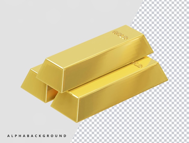 Goldbar 3D-Rendering-Symbol psd