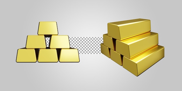 Goldbarren isoliert 3D-Rendering