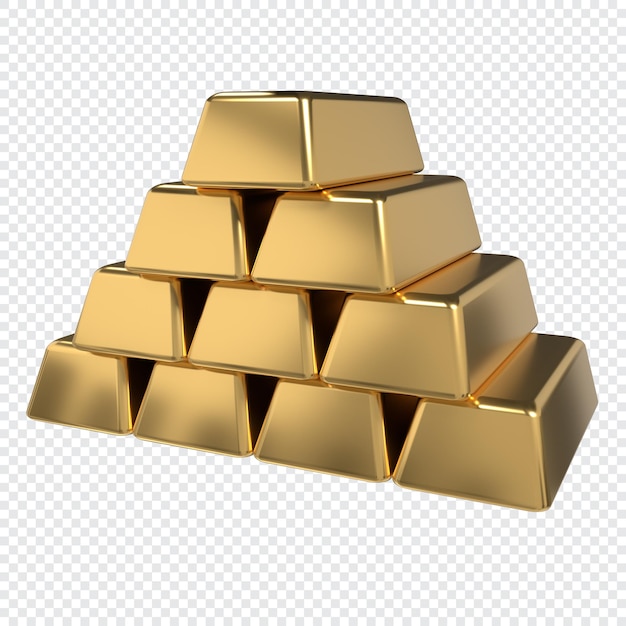 Goldbarren Stapel von Goldbarren 3D-Rendering-Illustration von Goldbarnen Geschäfts-Finanzbankwesen