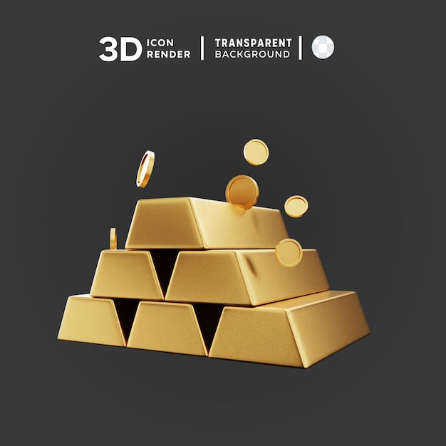 PSD goldbrick 3d-illustration, die 3d-symbolen farbig isolieren lässt