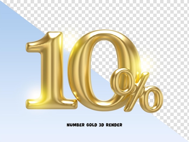 Golden 10 Discount - Shiny 3D Render