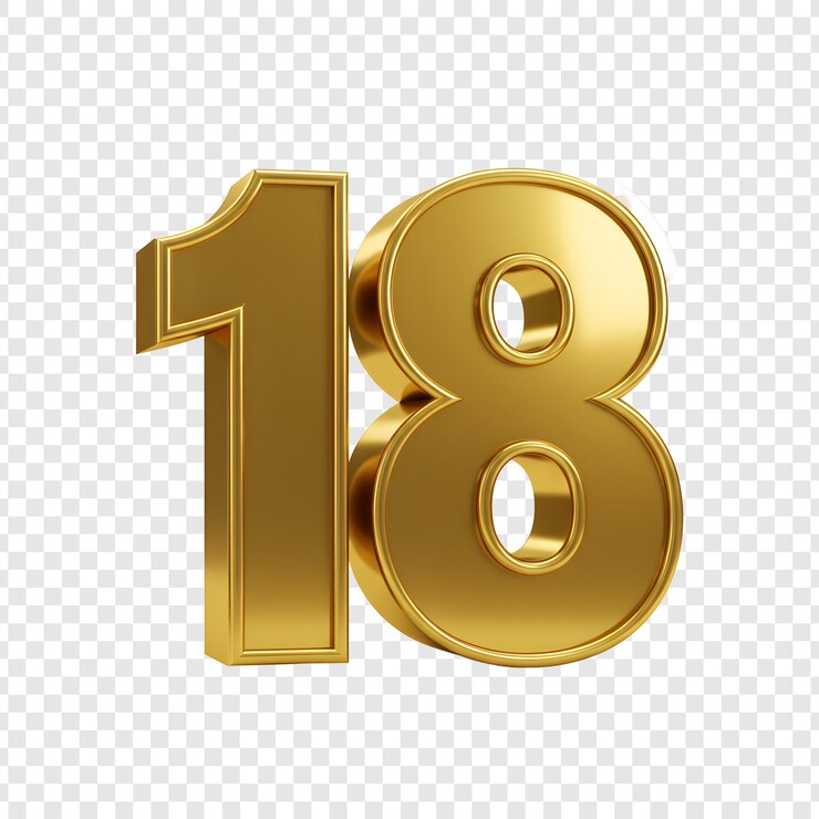 Golden 18 - Isolated Luxury Number