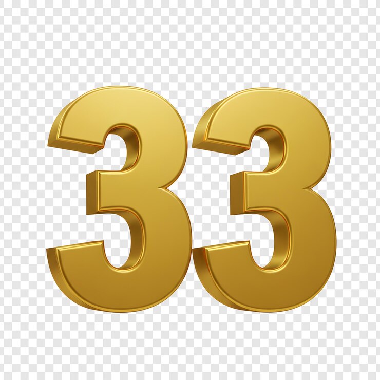 Golden 33 A 3D Rendered Metallic Gold Number