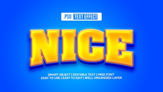 Golden 3D Cartoon Text Effect NICE