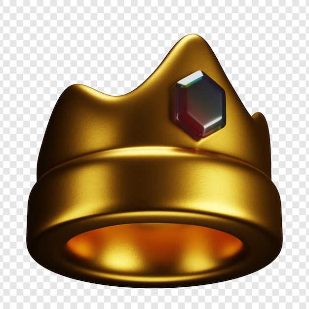 Golden 3D Crown with Gemstone