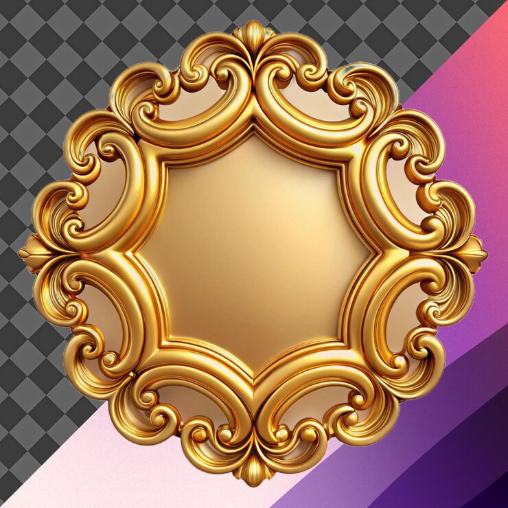 PSD golden 3d ornate frame illustration