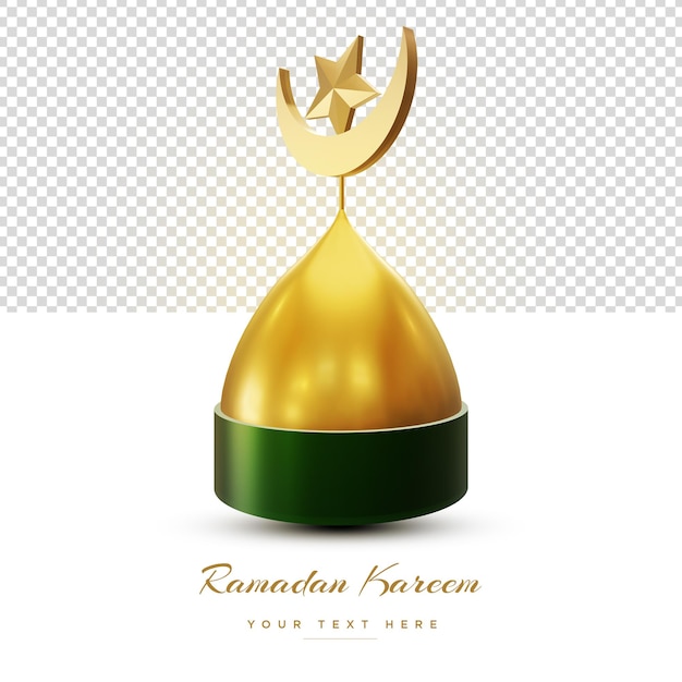 Golden 3D Ramadan Kareem aislado