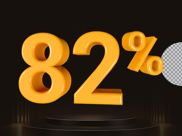 Golden 82 Prozent Rabatt isolierte 3D-Render-Illustration