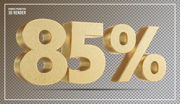 Golden 85 Prozent Rabatt Aktion 3D-Rendering