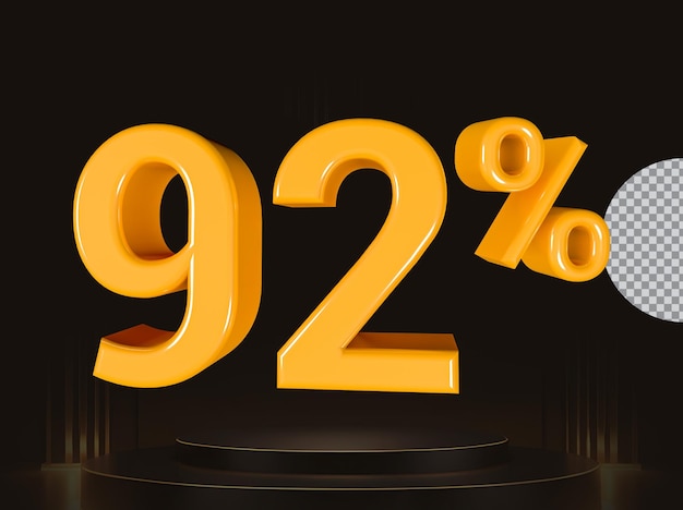 Golden 92 Prozent Rabatt isolierte 3D-Render-Illustration