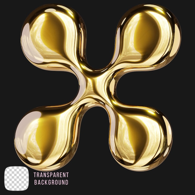golden abstract y2k emblem 3d rendering on transparent background