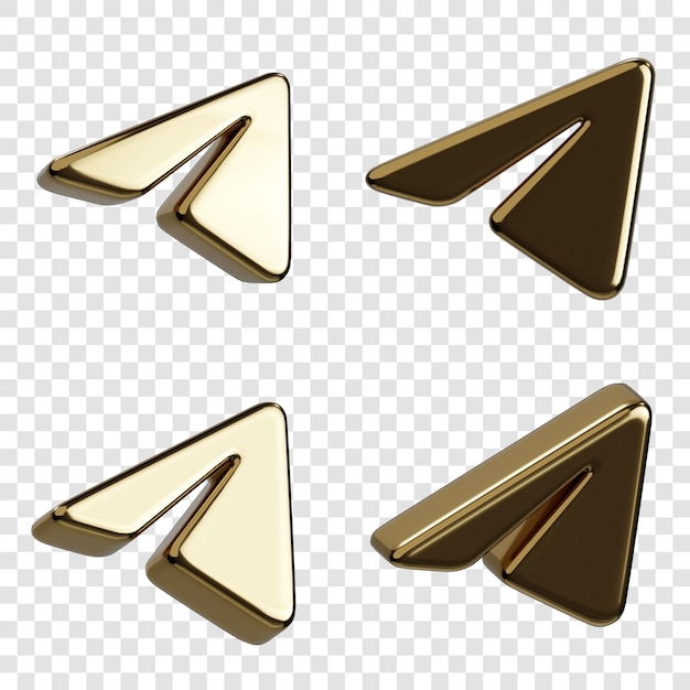 Golden Arrow Icons Telegram Set 3D-Render