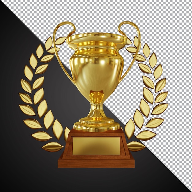 Golden award trophy cup 3d-komposition isoliert