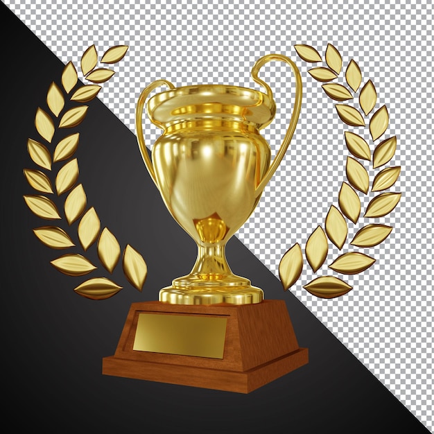 Golden Award Trophy Cup Composizione 3D isolata