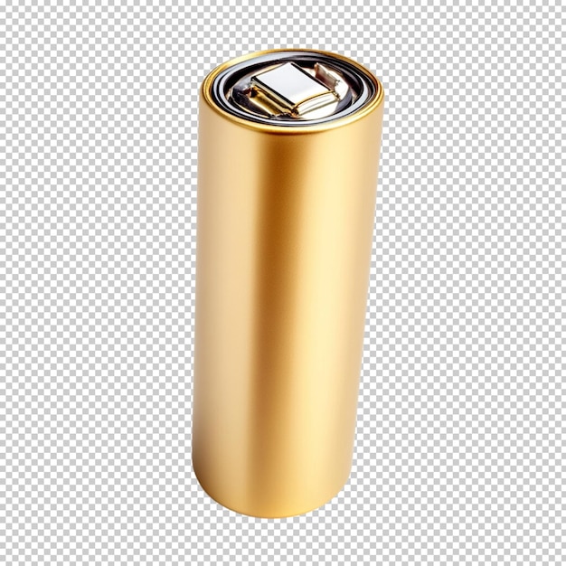Golden Battery Golden Cell isoliert auf durchsichtigem Hintergrund