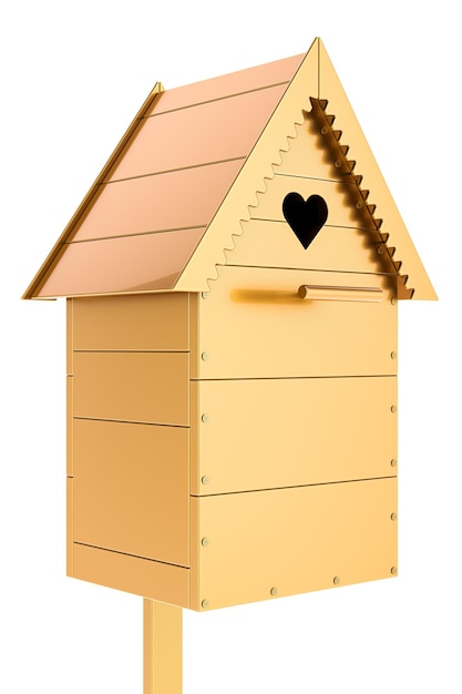 Golden Bird Nesting Box 3D rendering isolated on transparent background