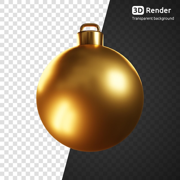 Golden christmas bal 3d render aislado