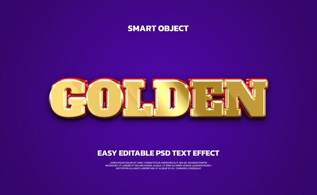 golden colorful smart object psd text effect