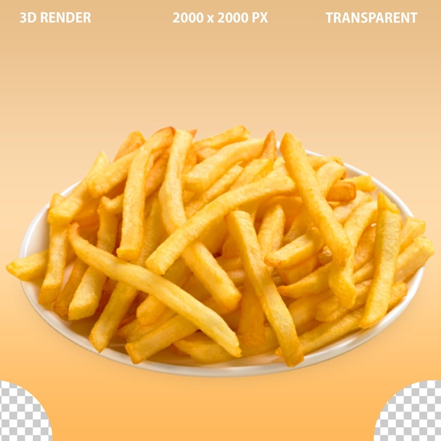 Golden Crispy Fries Um delicioso lanche crocante e dietético em fundo transparente