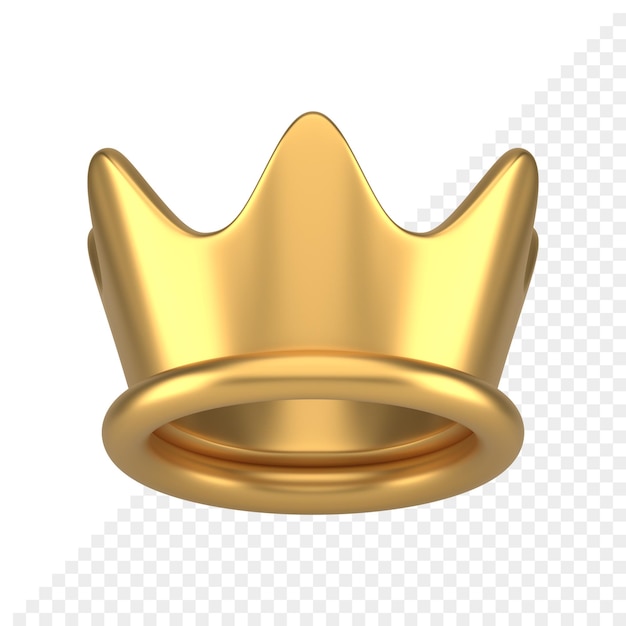 Golden crown metallic authority medieval crest royal headdress 3d icon