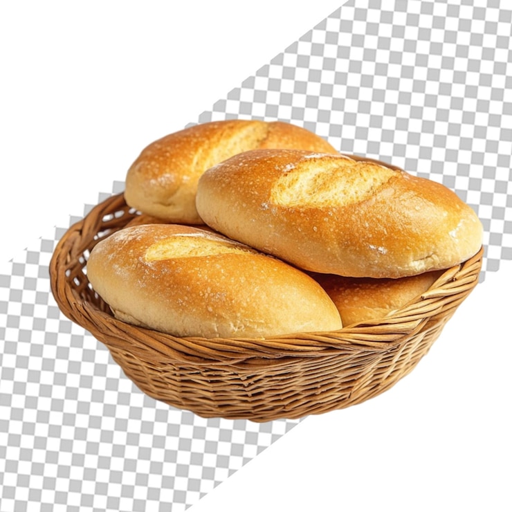 PSD golden crusty bread rolls in rustic brown basket horno de comida comida caliente comida de trigo almuerzo bocadillo