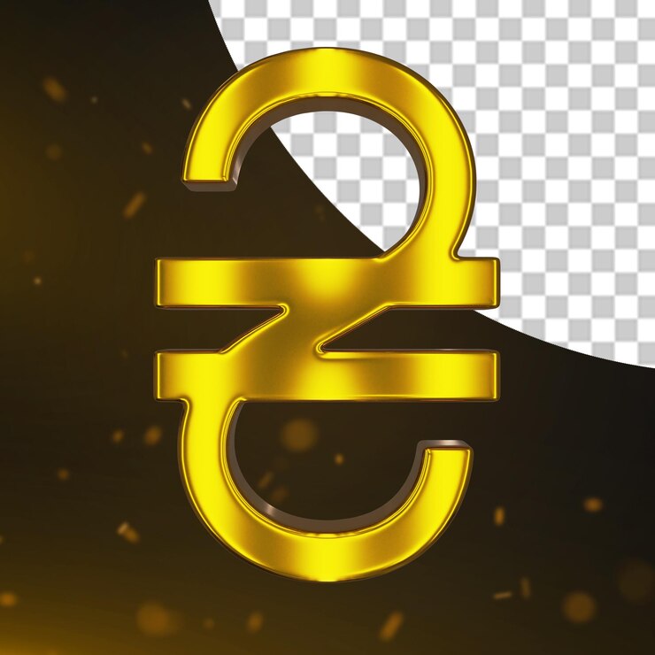 PSD golden currency sign hryvnia render 3d
