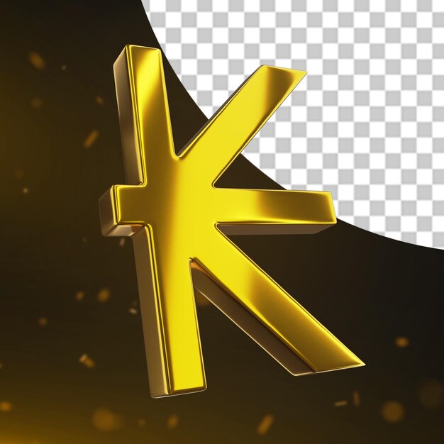 Golden Currency Sign Kip 3D Render