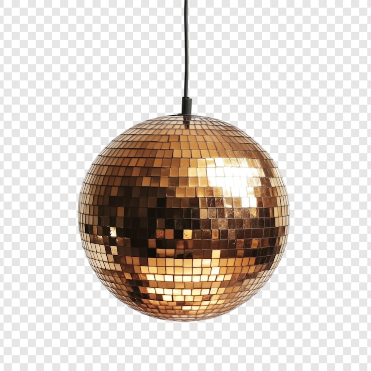 PSD golden disco ball hanging decor party celebration