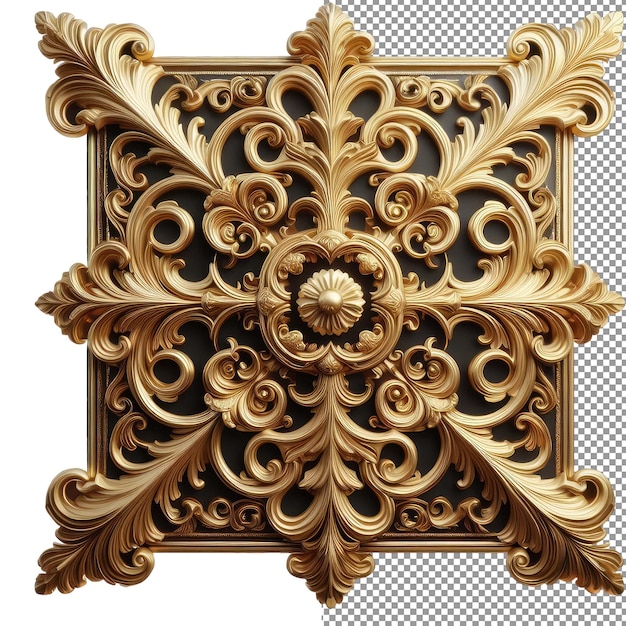 PSD golden elegance luxuriöses 3d-ornament auf durchsichtigem hintergrund