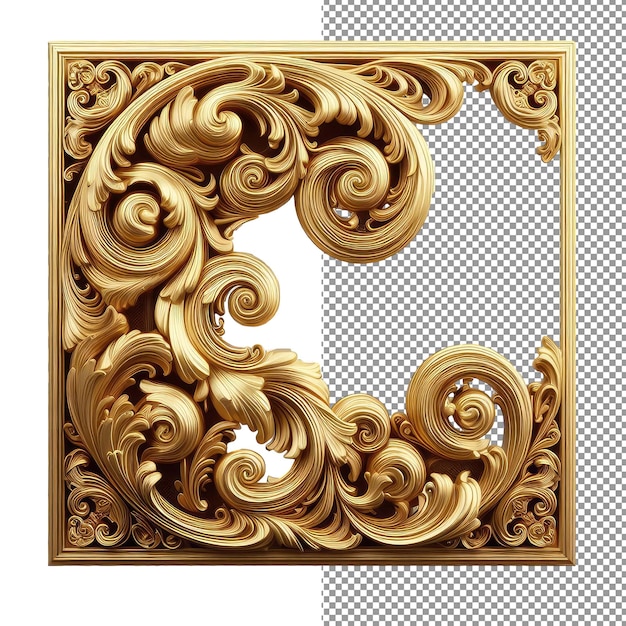 PSD golden elegance luxuriöses 3d-ornament auf durchsichtigem hintergrund