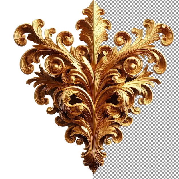 PSD golden elegance luxury 3d ornate design em fundo transparente