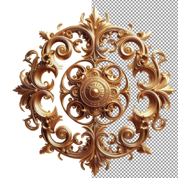 PSD golden elegance luxury 3d ornate design em fundo transparente