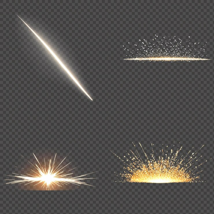 PSD golden explosive sparks burst isolated on transparent background png