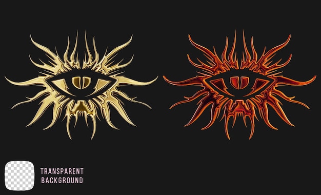 Golden Eye y2k abstrakte Form 3D-Rendering für PSD