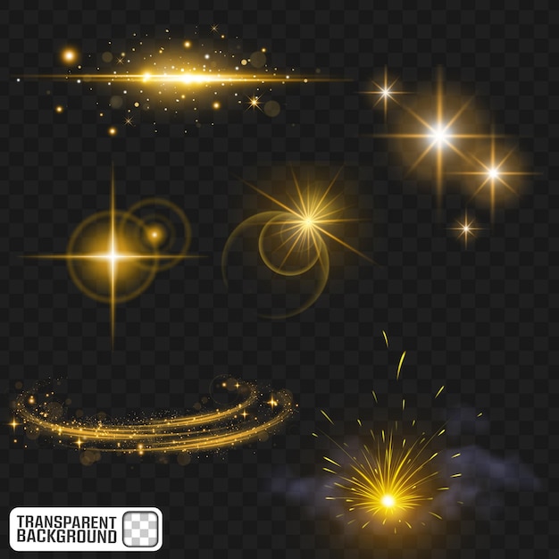 Golden Glow Light PNG Sparkle Effect Lens Flare Overlay Sfondio trasparente