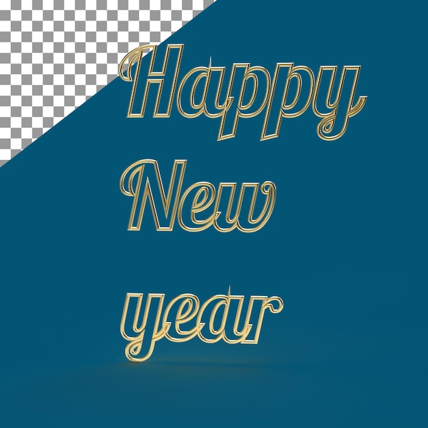 Golden Happy New Year 3d rendering elemento di design del nuovo anno per banner poster card ecc