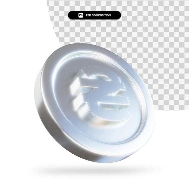 Golden hryvnia coin 3d rendering isolated