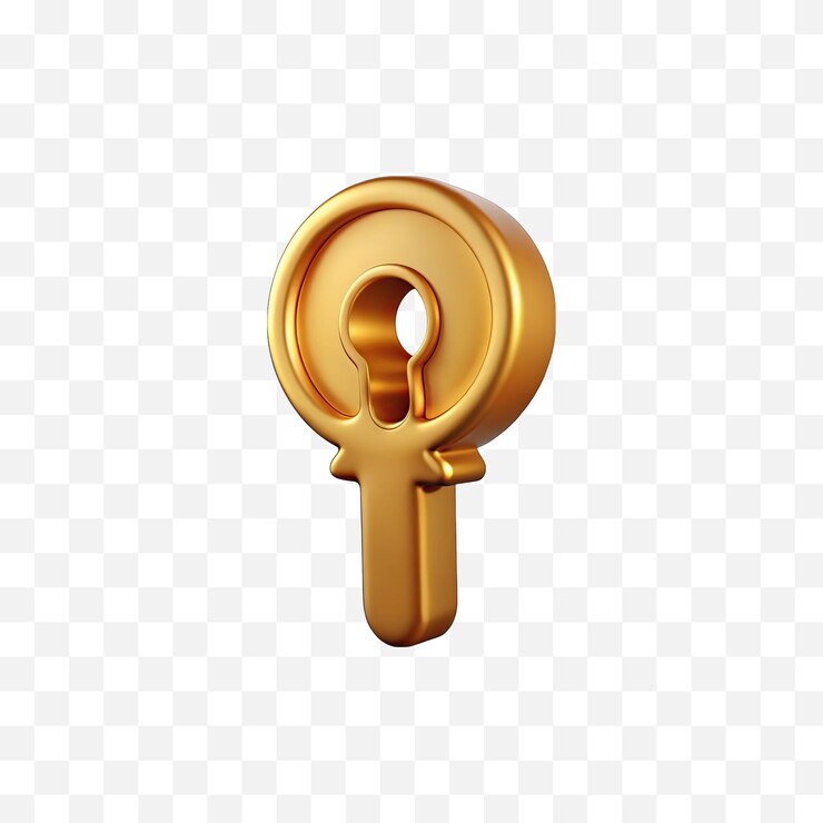 PSD golden key 3d render