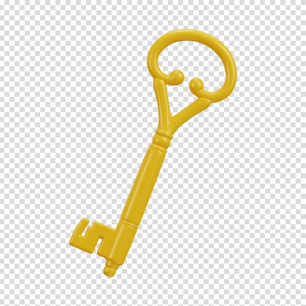 Golden key icon 3d rendering vector illustration
